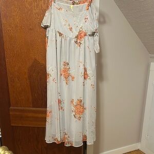 Floral White and Orange Women's Dress
